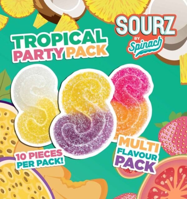 SOURZ TROPICAL PARTY PACK 10MG GUMMIES